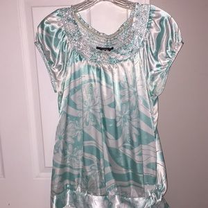 Sea blue and white blouse